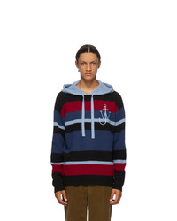 JW Anderson Blue Striped Anchor Hoodie