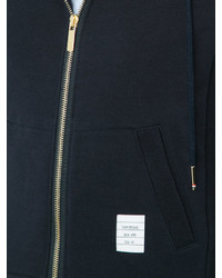 Thom Browne Full Zip Hoodie With Engineered 4 Bar Stripe