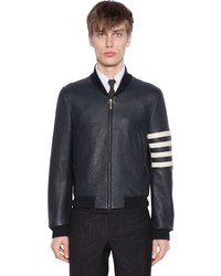 Thom Browne 4 Stripes Nappa Leather Bomber Jacket