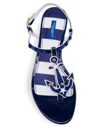 Dolce & Gabbana Anchor Leather Thong Sandals