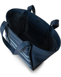Akris Alex Medium Striped Leather Tote Bag Blue Pattern