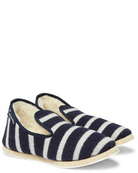 Armor Lux Shearling Lined Striped Wool Slippers