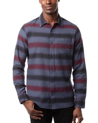 TravisMathew On On Stripe Long Sleeve Cotton Polo In Blue Nights At Nordstrom