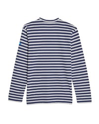 Comme Des Garcons Play Comme Des Garons Play X Invader Logo Patch Striped T Shirt