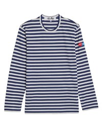 Comme Des Garcons Play Comme Des Garons Play X Invader Logo Patch Striped T Shirt
