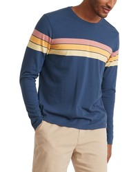 Marine Layer Cooper Chest Stripe Long Sleeve T Shirt In China Blue Sunset At Nordstrom