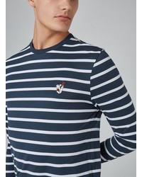 Topman Navy Stripe Badge T Shirt