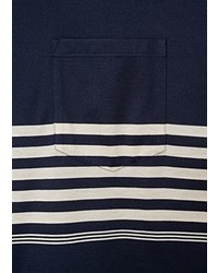 Paul Smith Slim Fit Navy Long Sleeve T Shirt With White Stripes