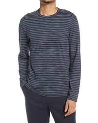 Vince Stripe Space Dye Long Sleeve Cotton Modal T Shirt