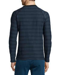 Billy Reid Striped Long Sleeve T Shirt Blue