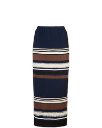 Navy Horizontal Striped Maxi Skirt