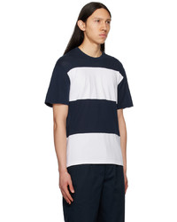 Noah Navy White Stripe T Shirt