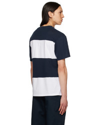 Noah Navy White Stripe T Shirt