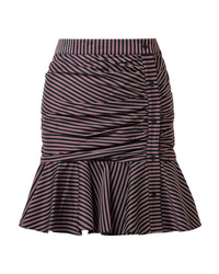 Veronica Beard Ruched Striped Cotton Mini Skirt