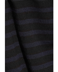Sacai Off The Shoulder Striped Cotton And Cashmere Blend Top Navy