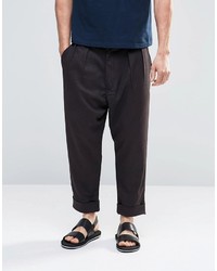Asos Brand Tapered Pants With Stripe Wool Look