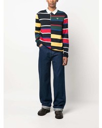 Barbour Striped Colour Block Long Sleeve Polo Shirt