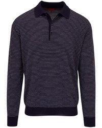 Isaia Striped Knitted Polo Shirt