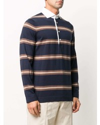 Brunello Cucinelli Striped Long Sleeve Polo Shirt
