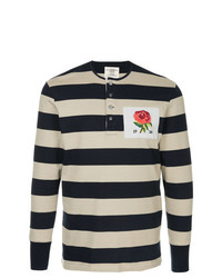 Kent & Curwen Striped Rose Patch Polo Top