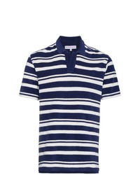 Orlebar Brown Blue Striped Towelling Resort Polo Shirt