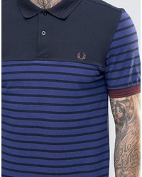 Fred Perry Polo Shirt With Stripe In Navy