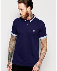 Fred Perry Polo Shirt With Bomber Collar Stripe Slim Fit