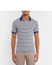 Etro Slim Fit Striped Cotton Blend Terry Polo Shirt