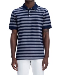 Bugatchi Stripe Mercerized Cotton Polo In Navy At Nordstrom