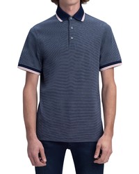 Bugatchi Stripe Tipped Polo In Navy At Nordstrom