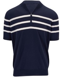 Brunello Cucinelli Striped Half Zip Polo Shirt