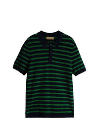 Burberry Striped Knitted Cotton Polo Shirt