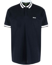 BOSS Striped Trim Cotton Polo Shirt