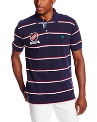 U.S. Polo Assn. Stripe Short Sleeve Pique Polo Shirt With Patch And Pony Logos