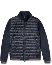 Moncler Loopback Cotton Jersey And Quilted Shell Down Bomber Jacket