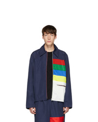 Xander Zhou Navy Color Block Jacket