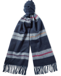 Begg Co Moret Striped Wool And Cashmere Blend Scarf