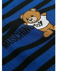 Moschino Logo Print Striped Scarf