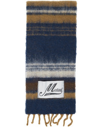 Marni Navy Striped Wool Scarf