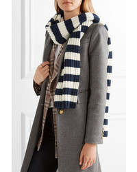J.Crew Striped Ribbed Cashmere Scarf Storm Blue