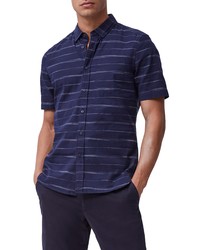 French Connection Slim Fit Stripe Short Sleeve Button Up Shirt