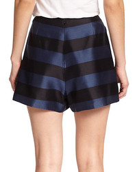 Tibi Escalante Striped Silk Shorts