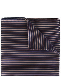 Navy Horizontal Striped Silk Pocket Square