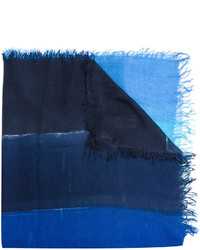 Navy Horizontal Striped Silk Scarf