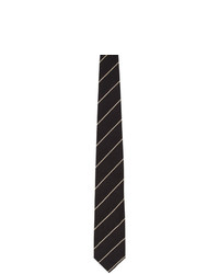 Dries Van Noten Navy And Beige Silk Striped Tie