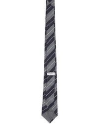 Brunello Cucinelli Navy Grey Silk Multistripe Tie