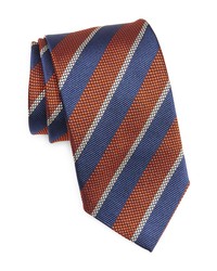 David Donahue Stripe Silk X Long Tie In Pumpkinblue At Nordstrom