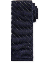 Tom Ford Striped Knit Silk Tie Blue