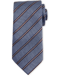 Ermenegildo Zegna Textured Striped Silk Tie Light Blue