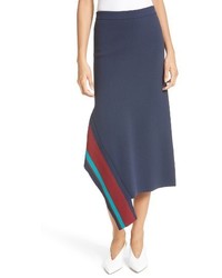 Tibi Stripe Trim Asymmetrical Knit Skirt